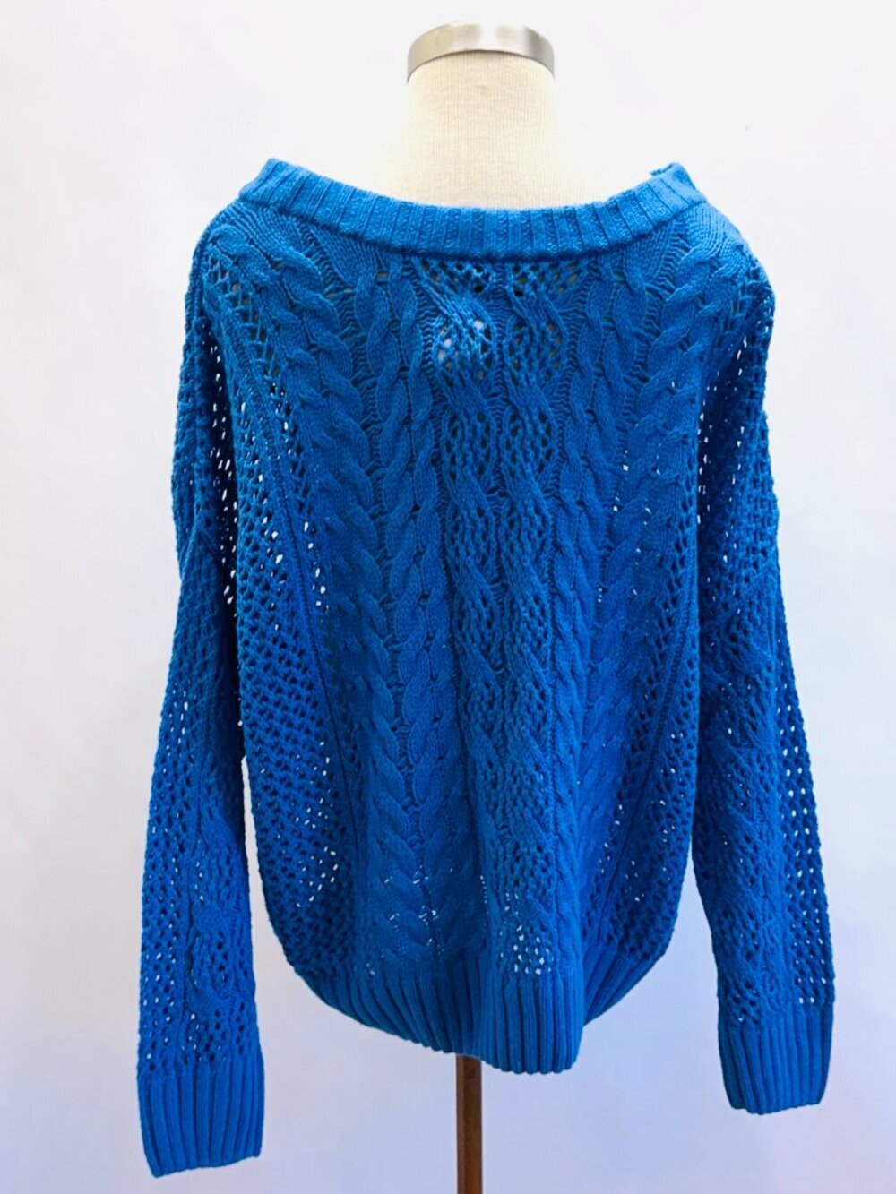 NWT SONOMA Women Long Sleeve Pullover Blue Oversized Knit Sweater Size XXL - Picture 4 of 8